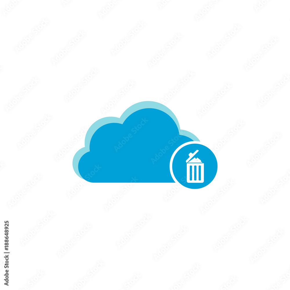 Cloud computing icon, trash bin icon Cloud computing icon, trash bin icon