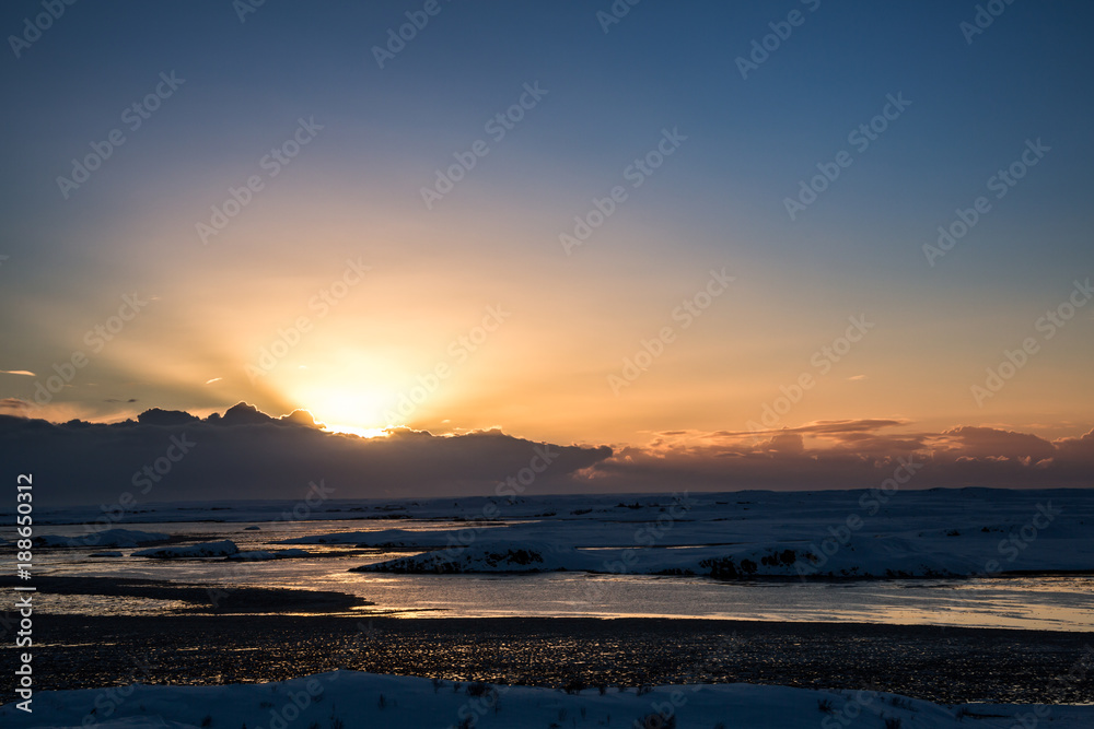 Sonnenuntergang über Island