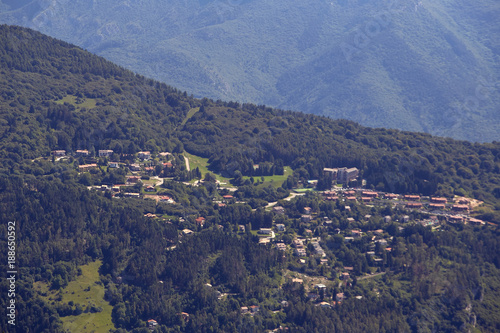 Monte Baldo. Italy. Beautiful view from the mountain to the foothills.