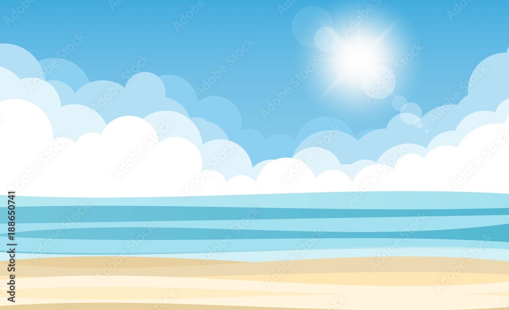 Sky sea and sun. Vector illustration