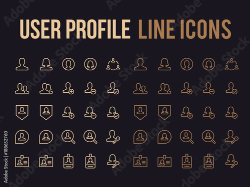 User profile vector line icon for app, mobile website responsive