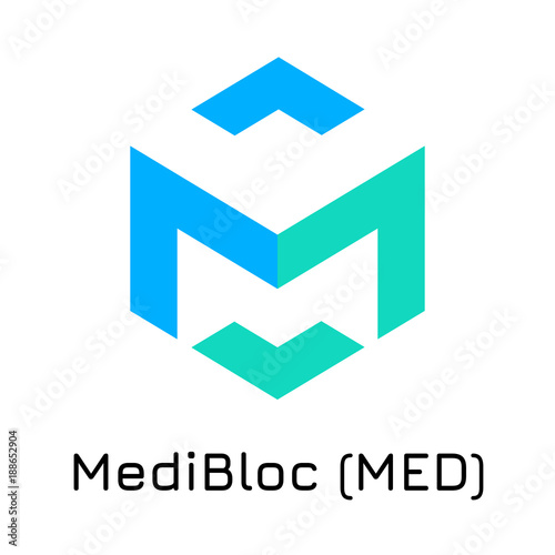 MediBloc (MED). Vector illustration crypto coin ic