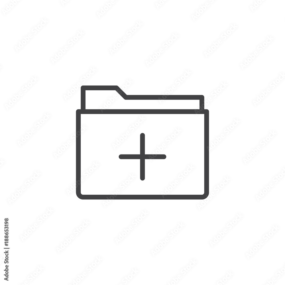 Add folder line icon, outline vector sign, linear style pictogram isolated on white. Folder plus symbol, logo illustration. Editable stroke Add folder line icon, outline vector sign, linear style pictogram isolated on white. Folder plus symbol, logo illustration. Editable stroke