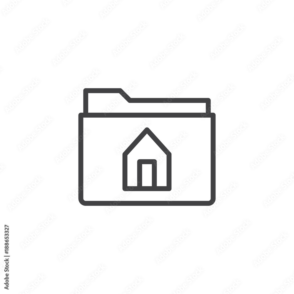 Home folder line icon, outline vector sign, linear style pictogram isolated on white. Symbol, logo illustration. Editable stroke Home folder line icon, outline vector sign, linear style pictogram isolated on white. Symbol, logo illustration. Editable stroke