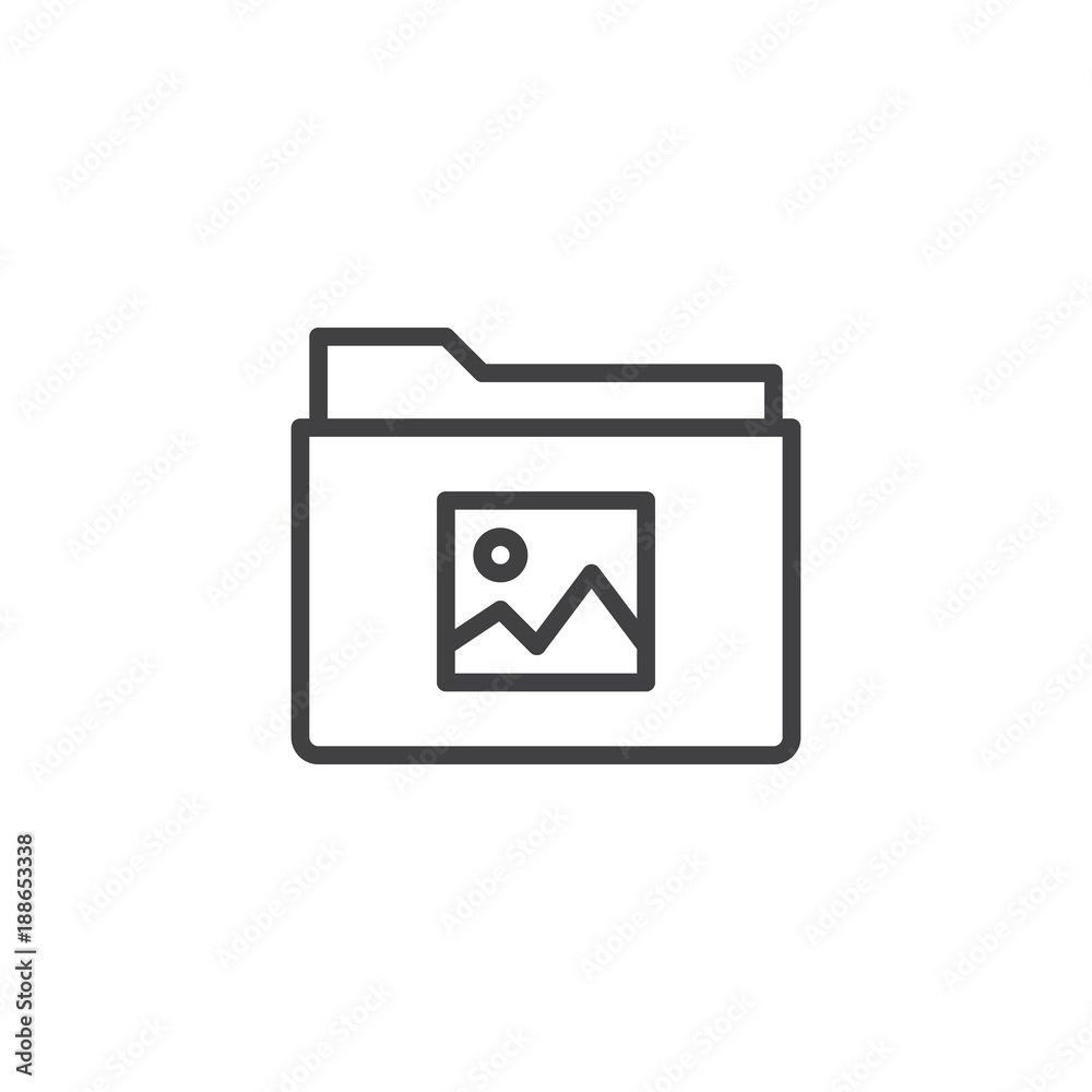 Image gallery folder line icon, outline vector sign, linear style pictogram isolated on white. Symbol, logo illustration. Editable stroke Image gallery folder line icon, outline vector sign, linear style pictogram isolated on white. Symbol, logo illustration. Editable stroke