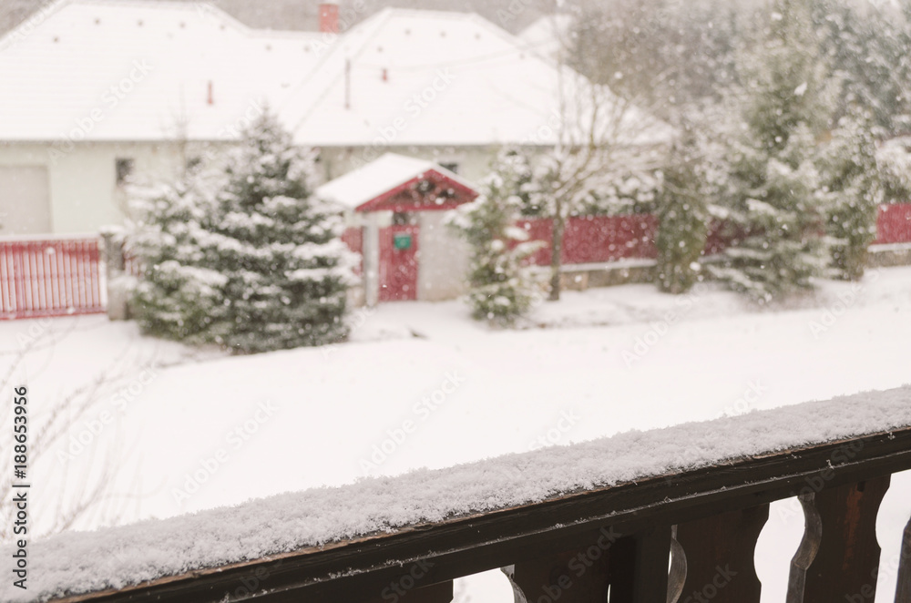 custom made wallpaper toronto digitalwinter scene in backyard, snow covered street neighborhood