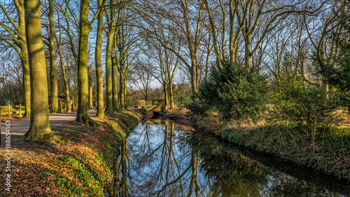 Senden, Coesfeld, Munsterland December 2017 - Watercastle Wasserschloss Schloss Senden during sunny day in Winter