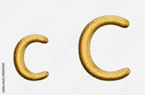 Rough Bronze Uppercase and Lowercase c on a White Background