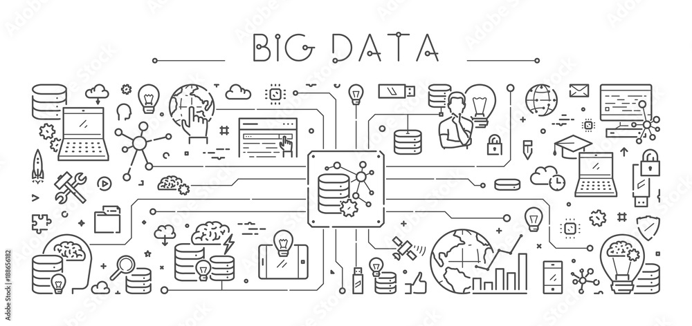 Vector line web banner for big data Vector line web banner for big data