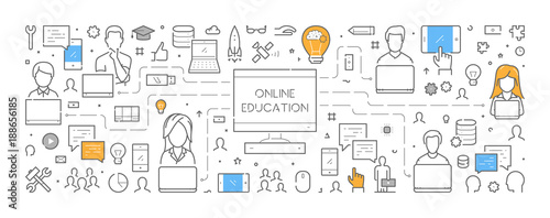 Line web banner for online education