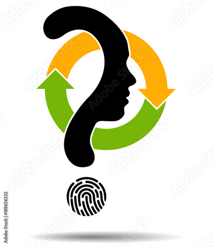 Question mark symbol silhouette of a girl