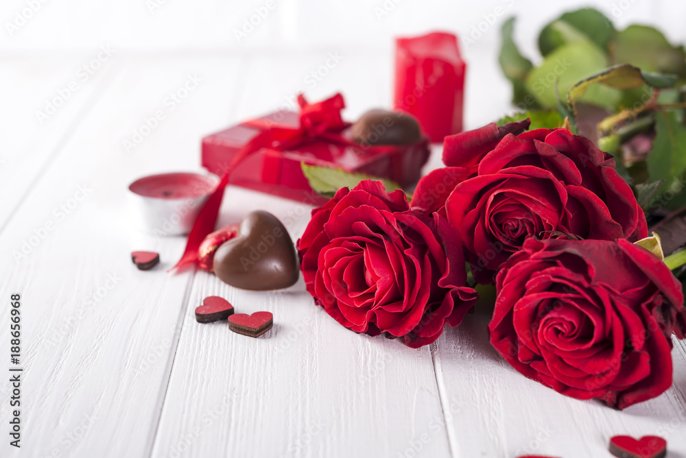 Beautiful red rose and dark chocolate for valentine day for Valentine's Day Beautiful red rose and dark chocolate for valentine day for Valentine's Day