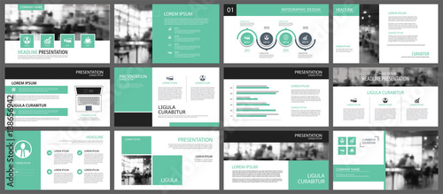 Green and white element for slide infographic on background. Presentation template. Use for business annual report, flyer, corporate marketing, leaflet, advertising, brochure, modern style.