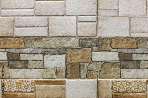 wall of decorative stones, tiles