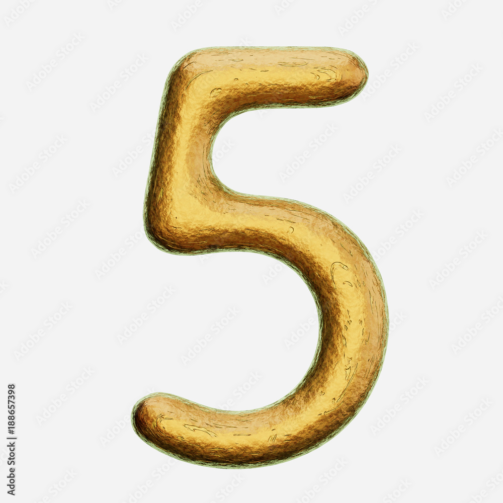 Rough Bronze Number 5 on a White Background Rough Bronze Number 5 on a White Background