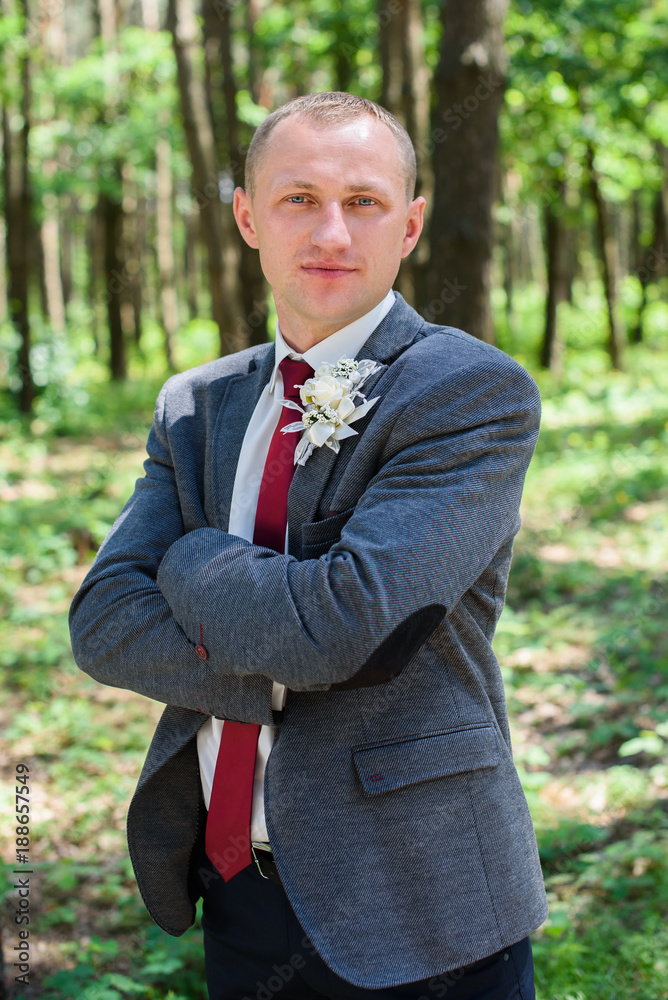 Young man in the part. Young fiance after the wedding ceremony Young man in the part. Young fiance after the wedding ceremony