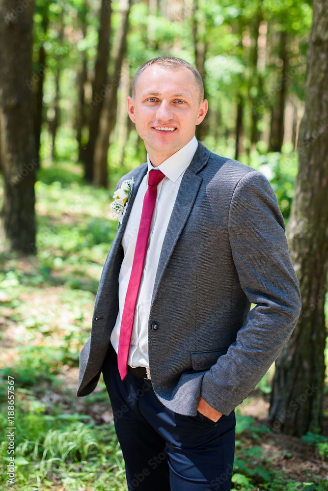 Young man in the part. Young fiance after the wedding ceremony Young man in the part. Young fiance after the wedding ceremony