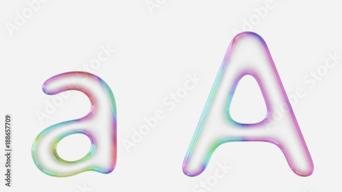 Vibrantly Colorful Upper and Lower Case a Rendered Using a Bubble