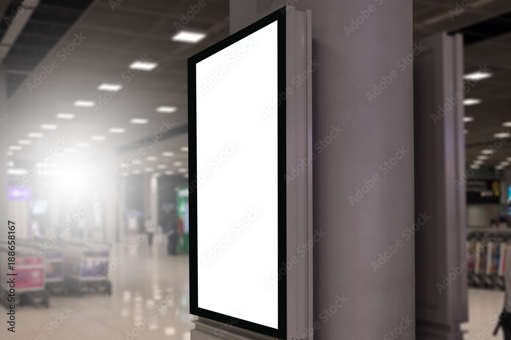 blank advertising billboard at airport.