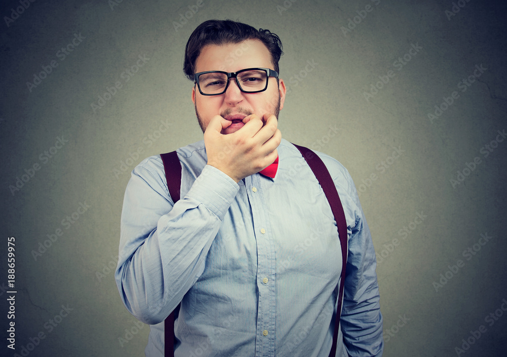 Fototapeta premium Chunky formal man whistling at camera