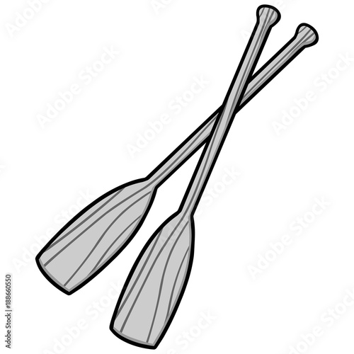 Canoe Paddles Illustration - A vector cartoon illustration of a pair of Paddles for a Canoe.