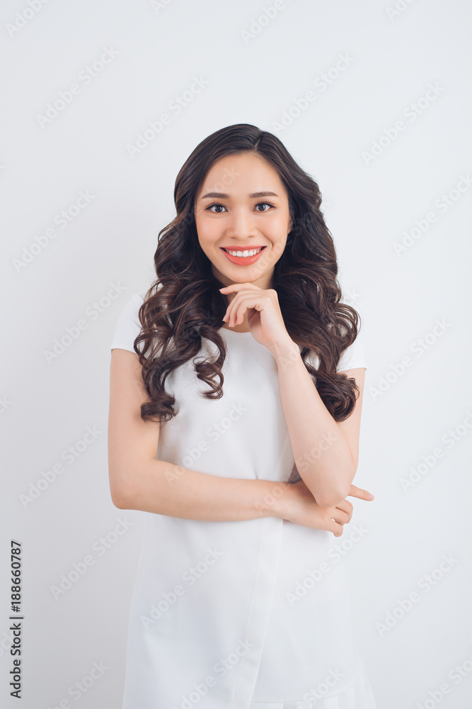 Friendly smiling young pretty asian woman portrait. Friendly smiling young pretty asian woman portrait.