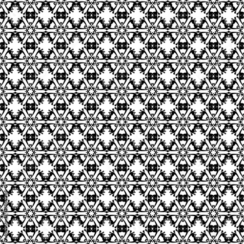 Black floral seamless pattern on white background