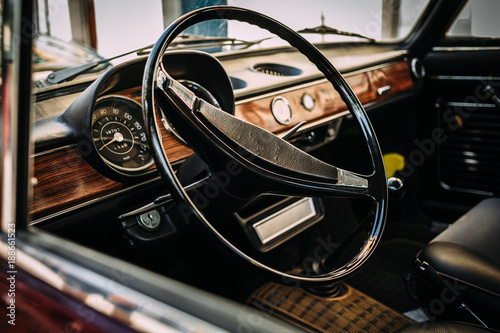 Interior shot of vintage car © funkyfrogstock