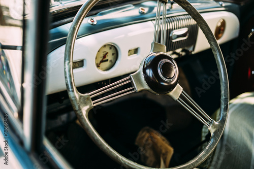 Interior shot of vintage car © funkyfrogstock