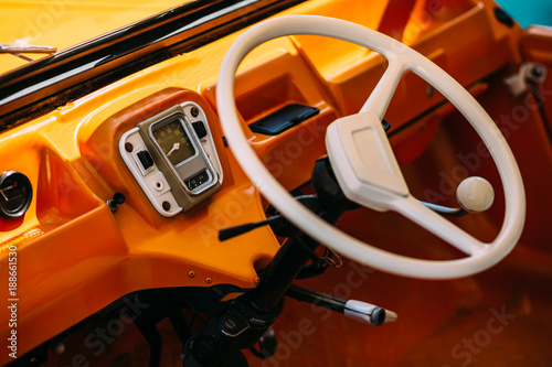 Interior shot of vintage car