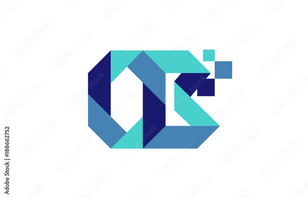 Fototapeta premium OB Digital Ribbon Letter Logo