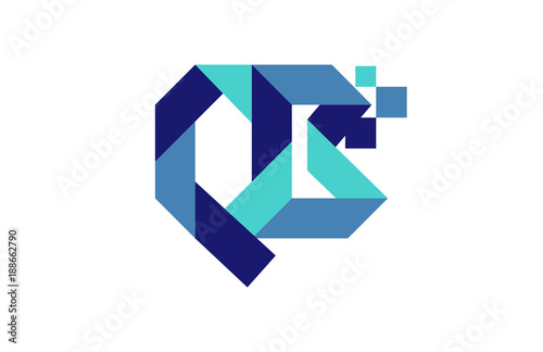 QB Digital Ribbon Letter Logo