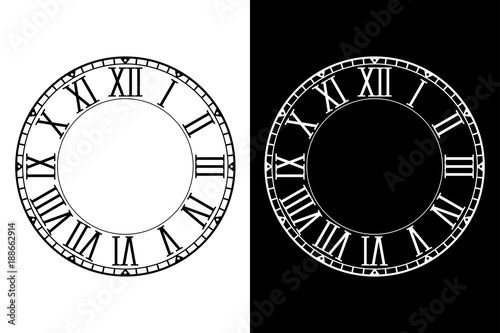 Retro clock face with roman numerals