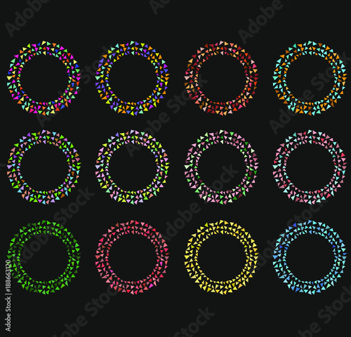 Vector colored collection frames of triangles for your amazing colorful design or text.