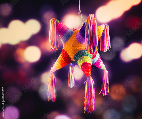 Colorful mexican pinata used in birthdays and posadas photo