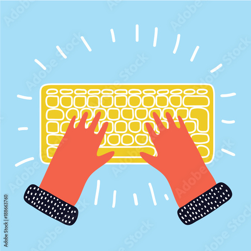 Hand keyboard typing vector