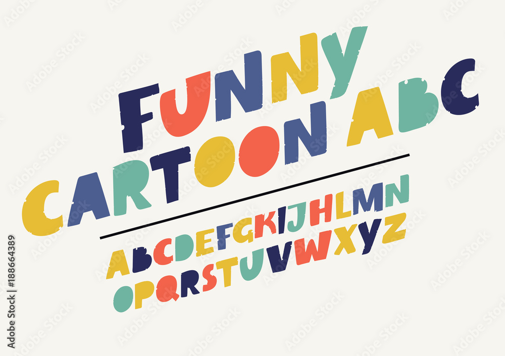 Vector of modern playful font and alphabet