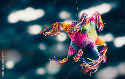 Colorful mexican pinata used in birthdays and posadas photo