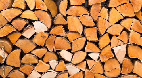 background of chopped firewood closeup