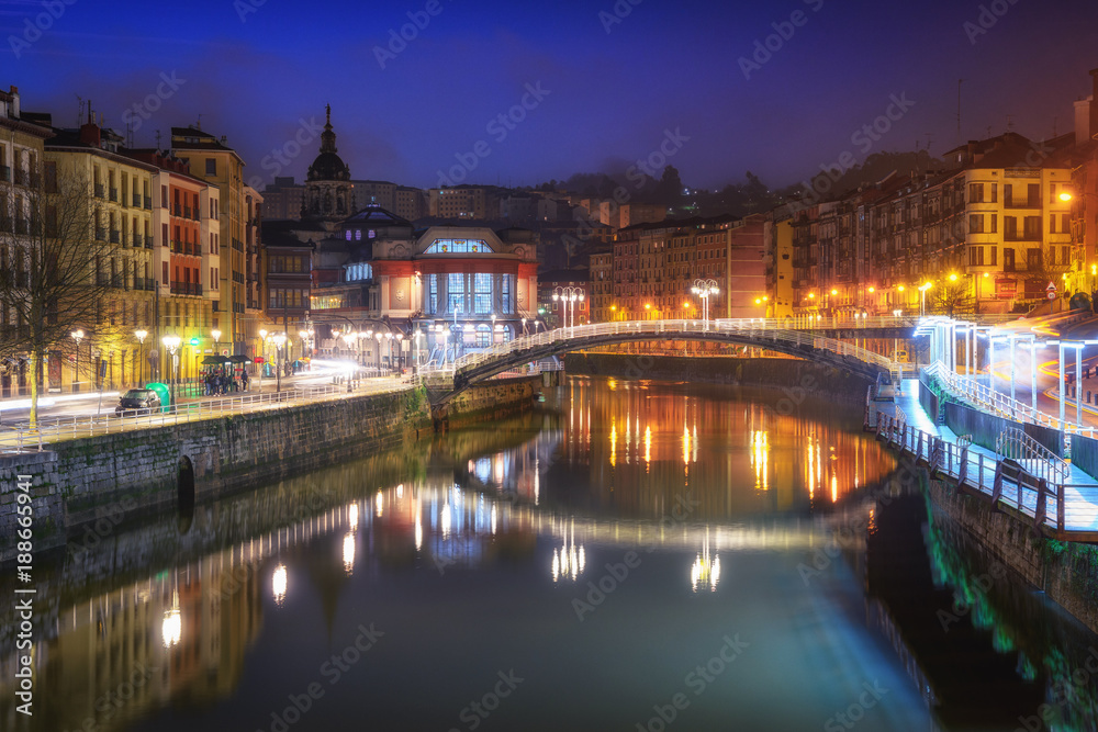view of Bilbao old town at morning, Spain