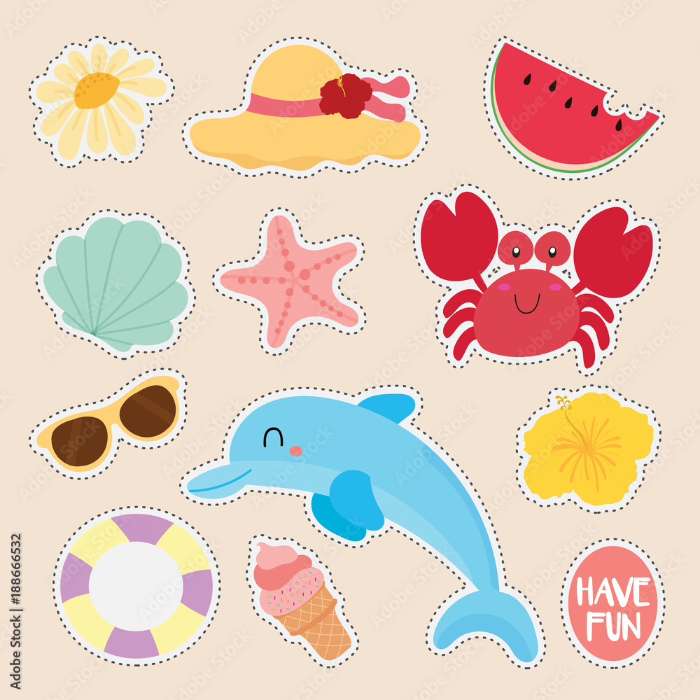 set of cute sticker
