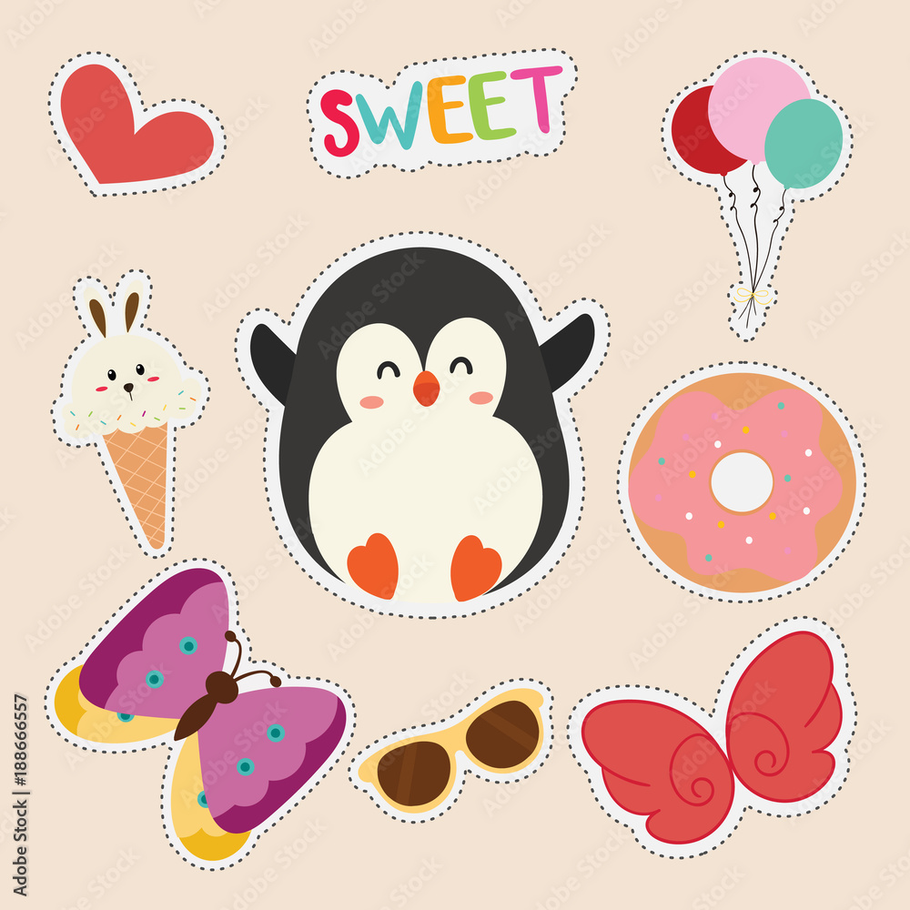 set of cute sticker set of cute sticker