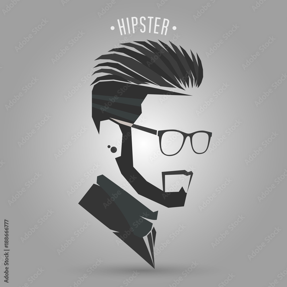 Hipster men hair style symbol on gray background Stock Vector | Adobe Stock