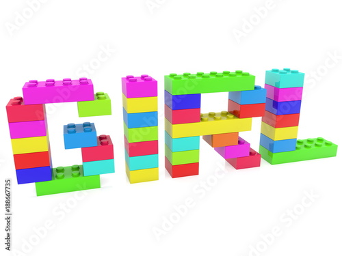  Girl concept built from toy bricks