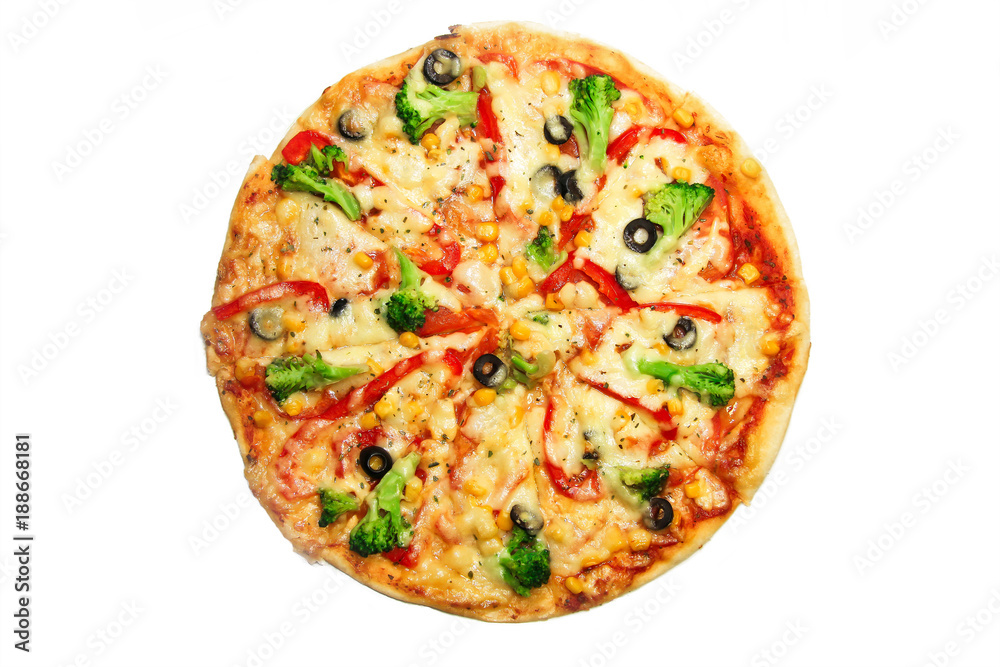 broccoli pizza vegetarian . pizzeria 