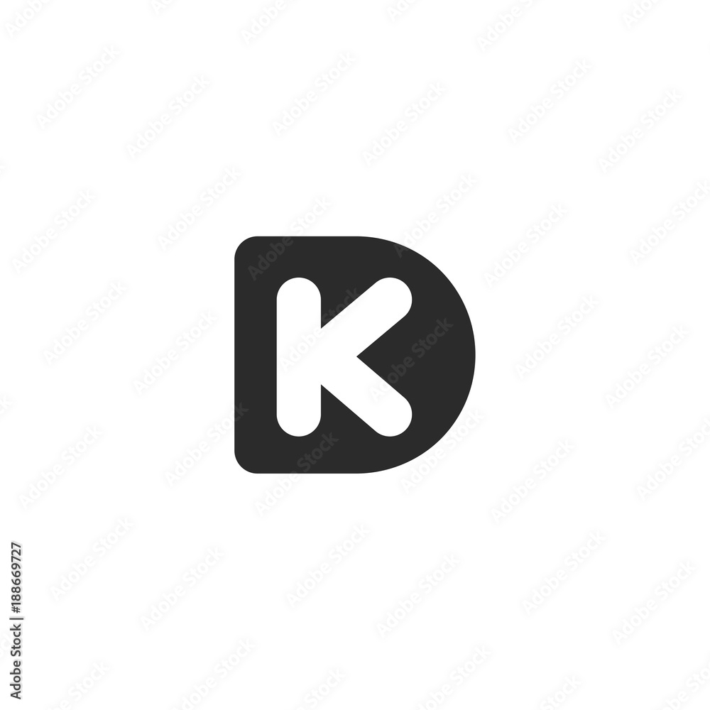 Monogram logo made from black letters D and K Monogram logo made from black letters D and K