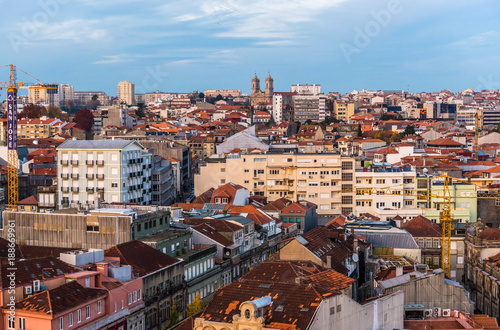 City of Porto in Portugal. View from famous Clerigos Tower