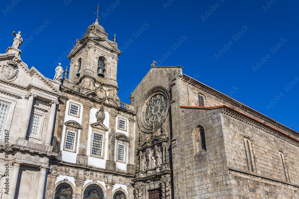 Saint Francis Church frontage and tower in Porto city, Portugal