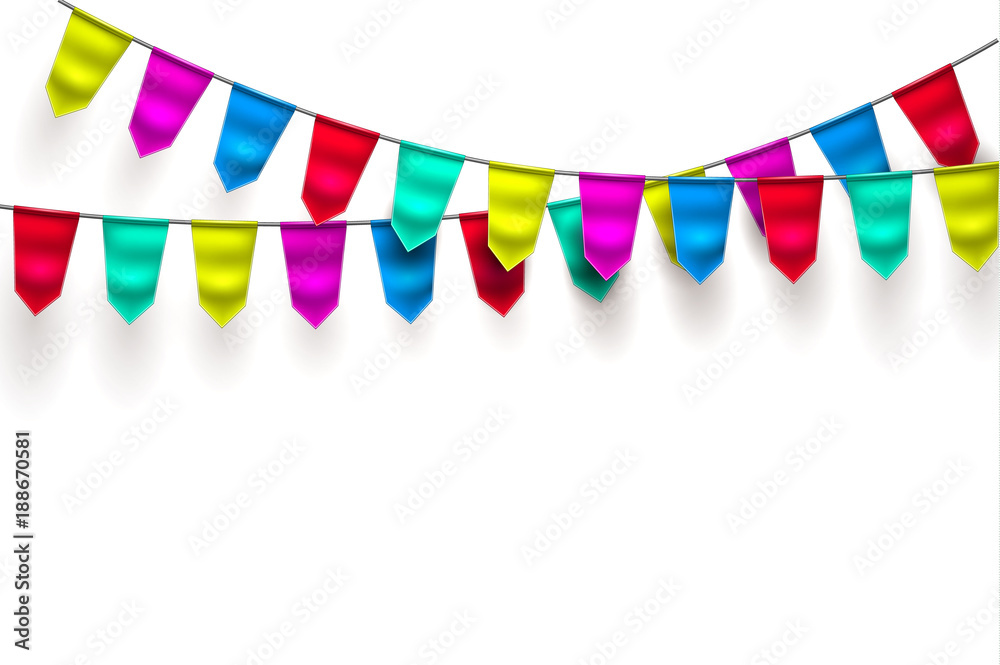 Fototapeta premium Vector realistic bunting 3d flag decoration
