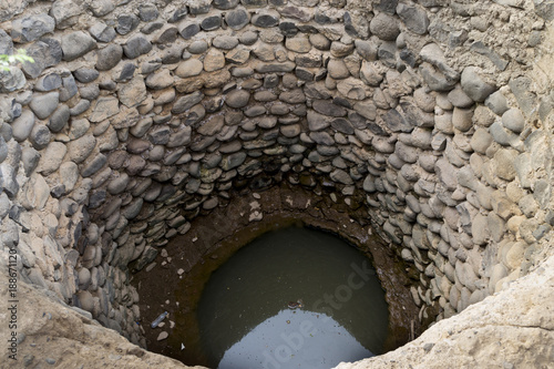 Deep empty water well in Djibouti, East Africa